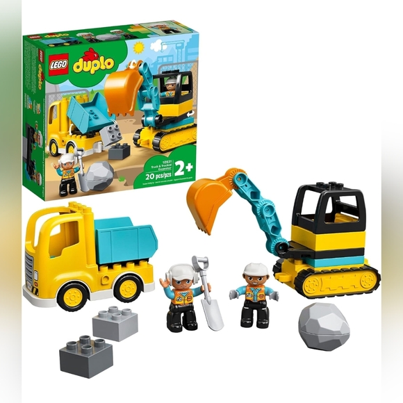 LEGO DUPLO Town Truck & Tracked Excavator Construction Vehicle 10931 Toy - Picture 1 of 9